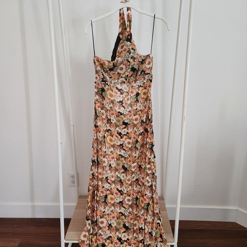 Mango Floral Halter Maxi Dress-Size 4